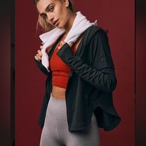 Free people FP movement all day everyday zip up hoodie hooded sweatshirt grey M